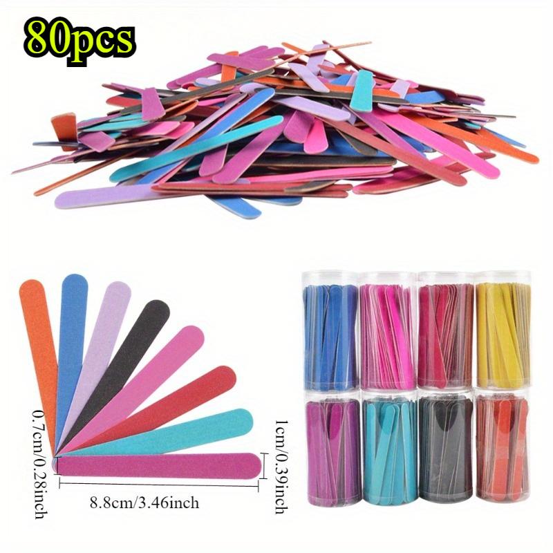 80pcs Nail File Set Grit Double Sided Wooden Emery Boards Barrel Packaging Nail Products Canned Wooden Files with Storage Barrel