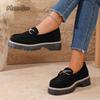 Size 36-43 Mid Heel Pumps for Women Casual Footwear Metal Decors Slip on Loafers Anti-slip Fashion Sneakers Zapatos De Mujer