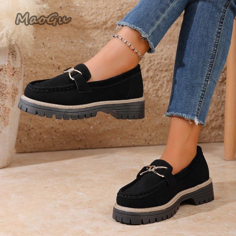 Size 36-43 Mid Heel Pumps for Women Casual Footwear Metal Decors Slip on Loafers Anti-slip Fashion Sneakers Zapatos De Mujer