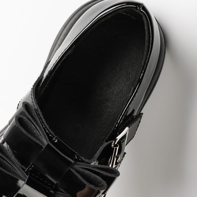 Platform Thick-soled Leather Shoes for Women New Style College Style Bowknot Cute Mary Jane Shoes Shallow Mouth Single Shoes