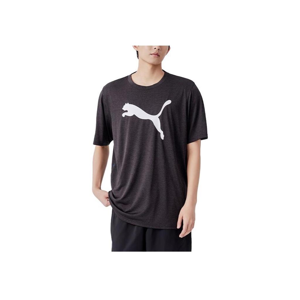 Puma Logo Reflective Moisture-Wicking Quick-Dry Breathable Short Sleeve T-Shirt Men Tops Black 520139-01