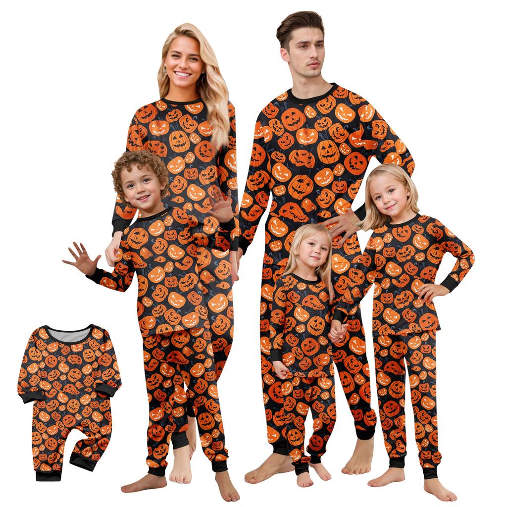 Print Cute Family Set Pajamas, Home Clothes, Family Set Long Sleeve Top Pants Set
