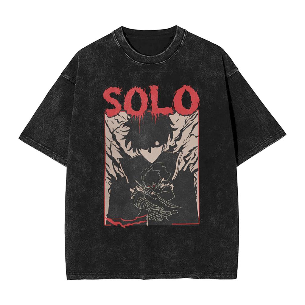 Sung Jinwoo High Quality Cotton Tee Anime Solo Leveling Short Sleeve Harajuku