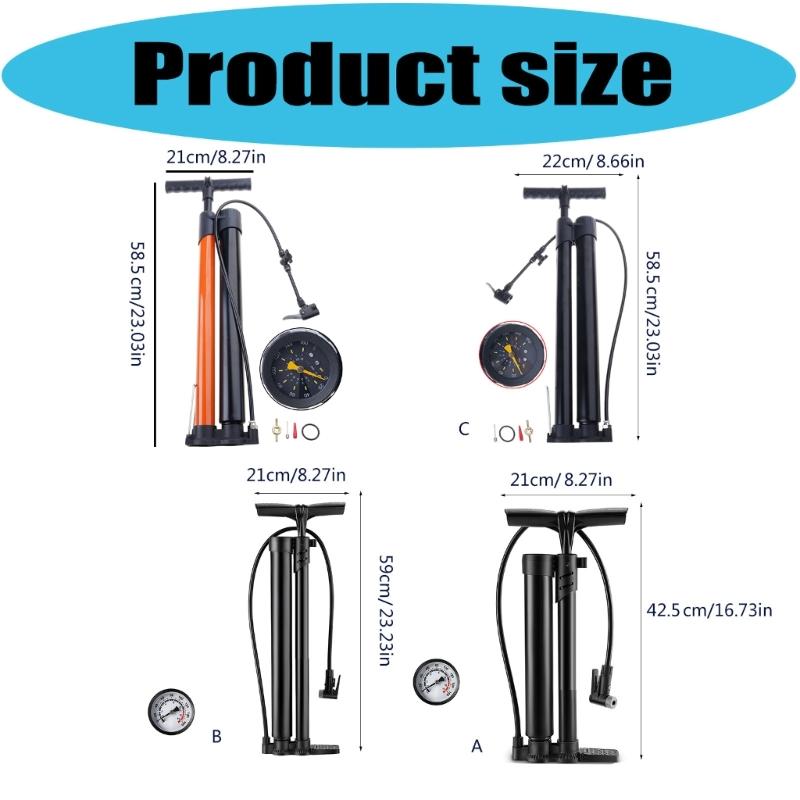 Bicycles Floor Pump with Gauge High Pressure Floor Bike Pump Inflator Cycling Manual Tire Pump Cycling Accessories