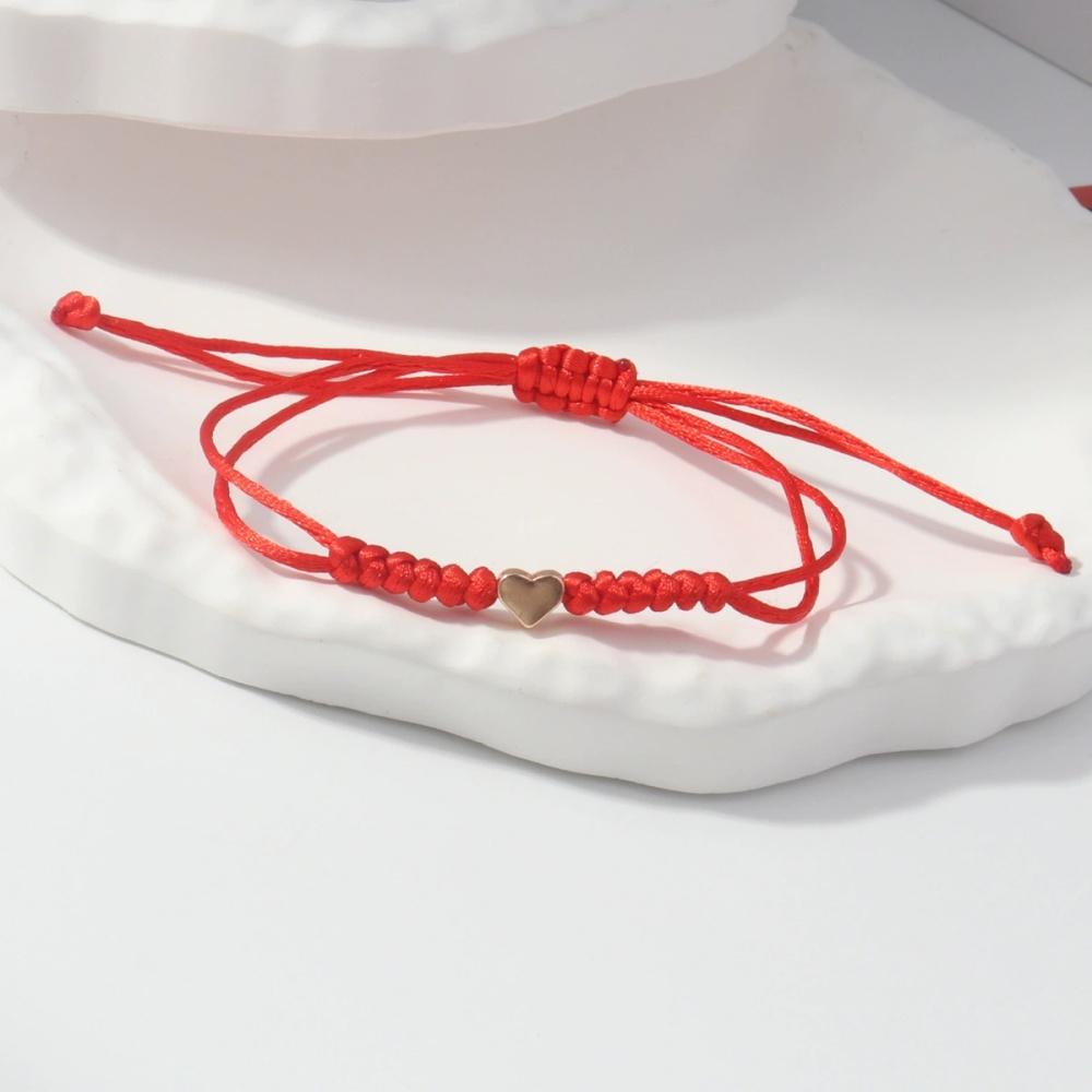 Hot Golden Silvery Heart Braided Rope Adjustable Bracelet Unisex Trendy Fashion Simple Versatile Couple Jewelry Gift Wholesale