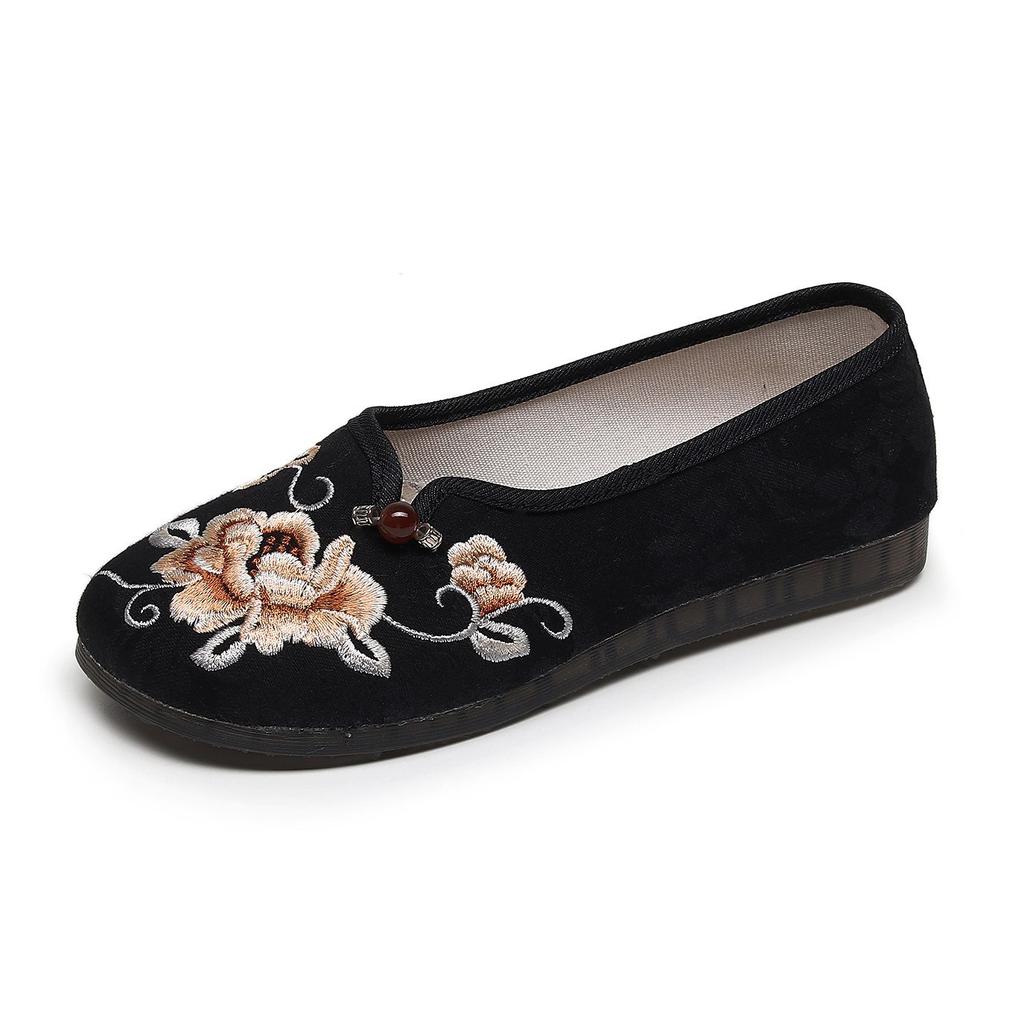 Damen Alt-Peking Stoffschuhe Flach Bequem Mama Bestickte Schuhe Ältere Oma Weichsohlige Damenschuhe