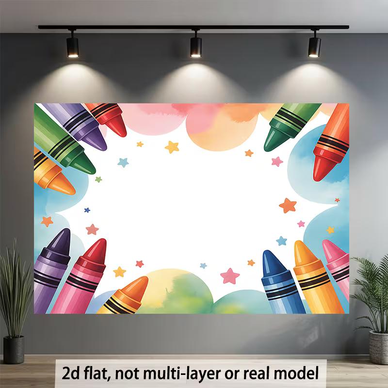 2D Blank Crayon Backdrop Customizable Kids Party Background