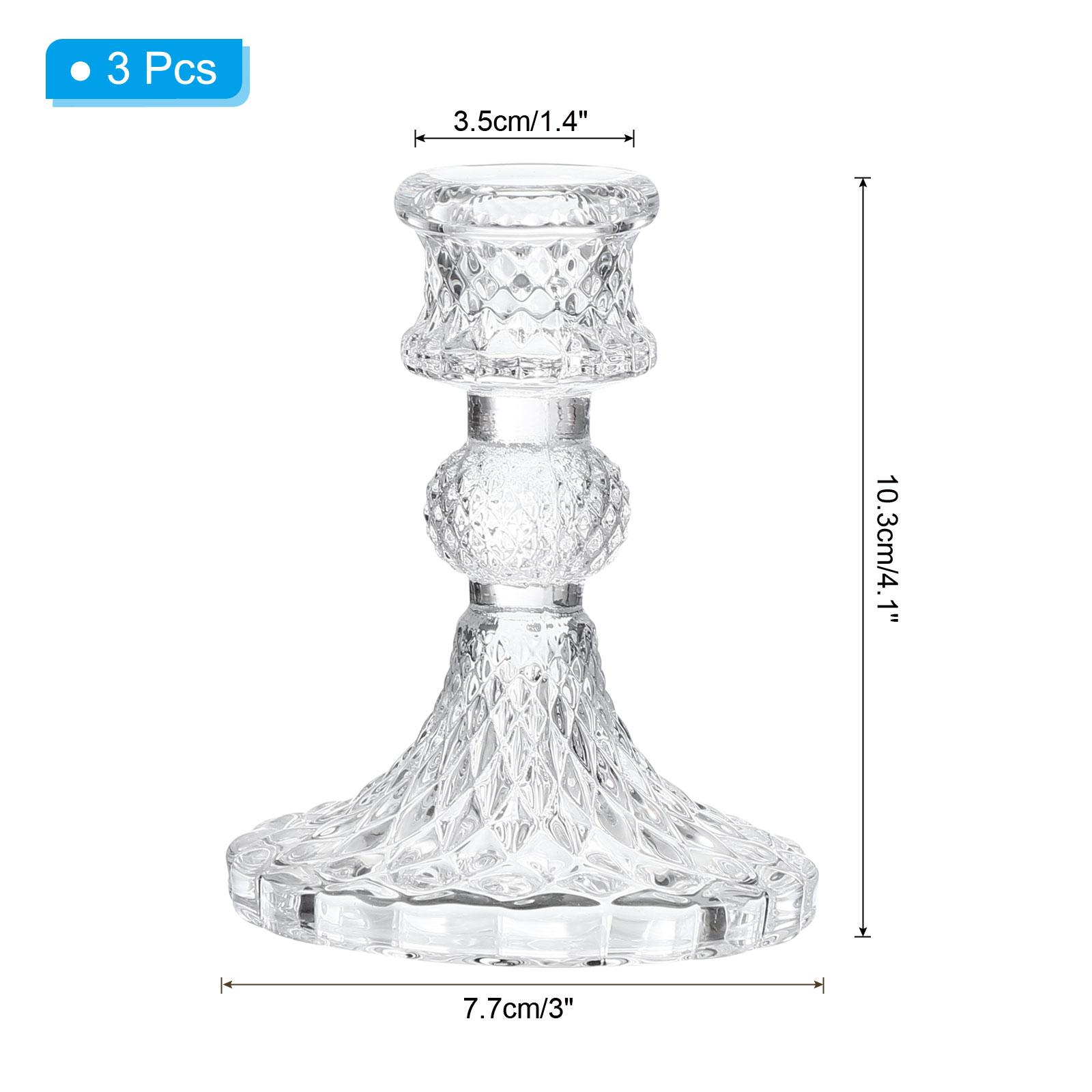 

3/6pcs Glass Candlestick Holders Clear Diamond Taper Vertical Stripe Taper Candle Holders for Table Centerpiece Party Home Decor 3pcs