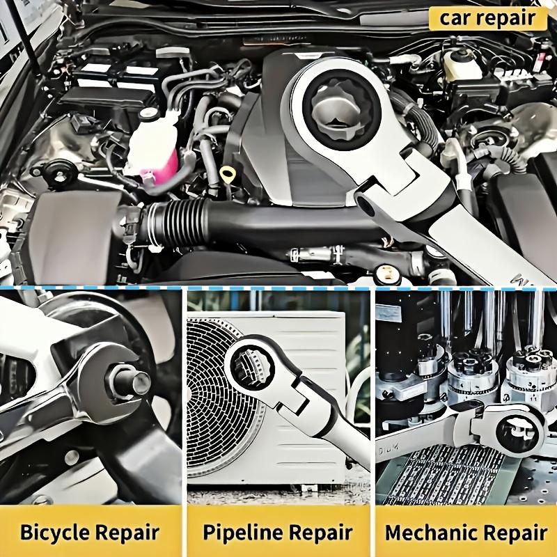 Multi-Function Ratchet Wrench 9mm, Two-Way Torque Industrial Grade 72-Tooth Design, Suitable for Various Equipment, Home Improvement Tools, Cars