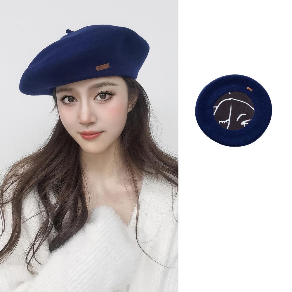 Große Größe 60 cm Wollbarett Wintermützen für Damen Warm halten Mode Malerhut Damen Einfarbige Boina Lässige Beanie Große Größe