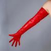 DooWay 70cm Red LONG Leather GLOVES Faux Lambskin Sheepskin Wedding Fashion Cosplay Halloween Costume Evening Opera Glove