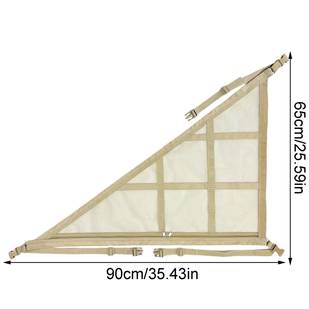 

Triangular Ceiling Storage Net Double-Layer Mesh Net Anti-Fall SUV Roof Organizer Adjustable Car Interior Cargo Storage Bag бежевий