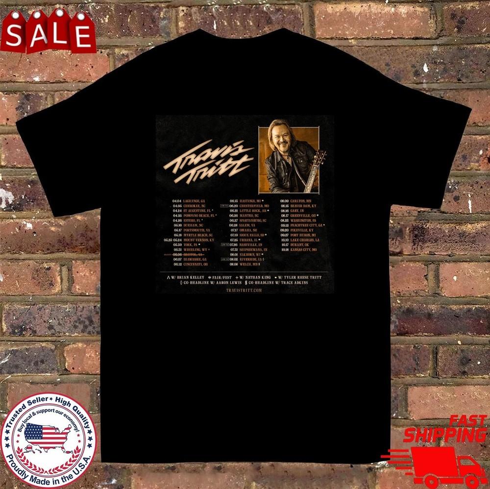 

Travis Tritt Singer Tour Dates Black Cotton T Shirt Full Size S5XL FN1506 Unisex T-Shirt M