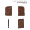 Full Grain Vintage Leather Card Holder RFID Blocking Slim Zipper Coin Pocket