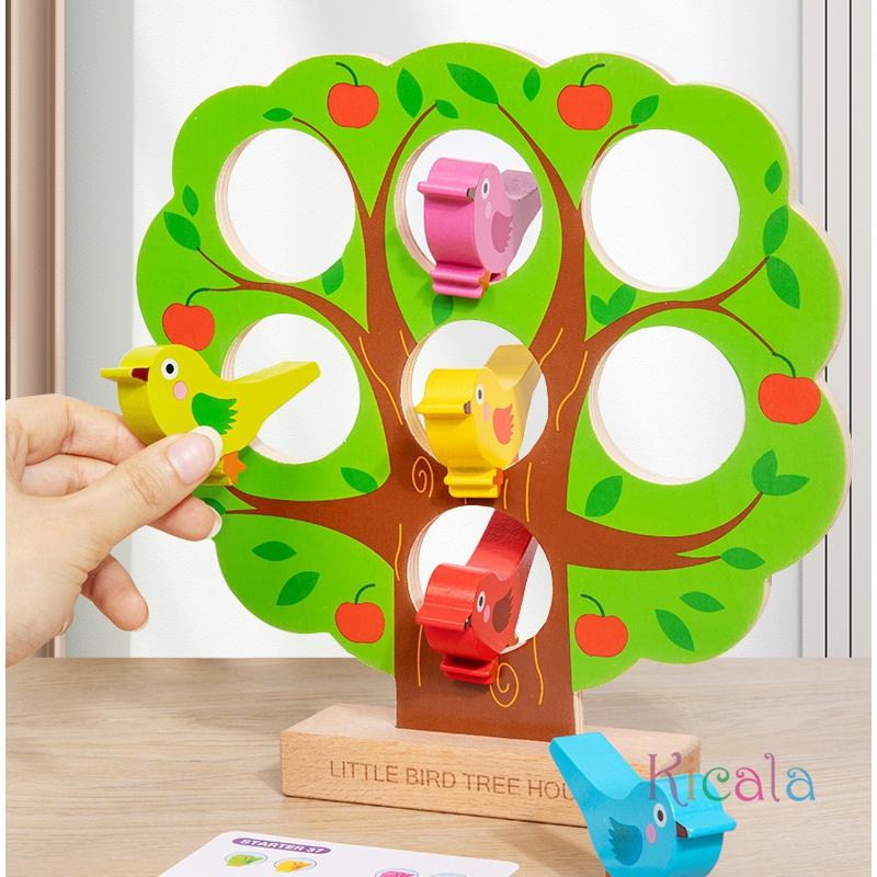 Educational Fun Little Bird Tree House Children's Wooden Toy Toddler Montessori Toy Color Recognition Interactive Desktop