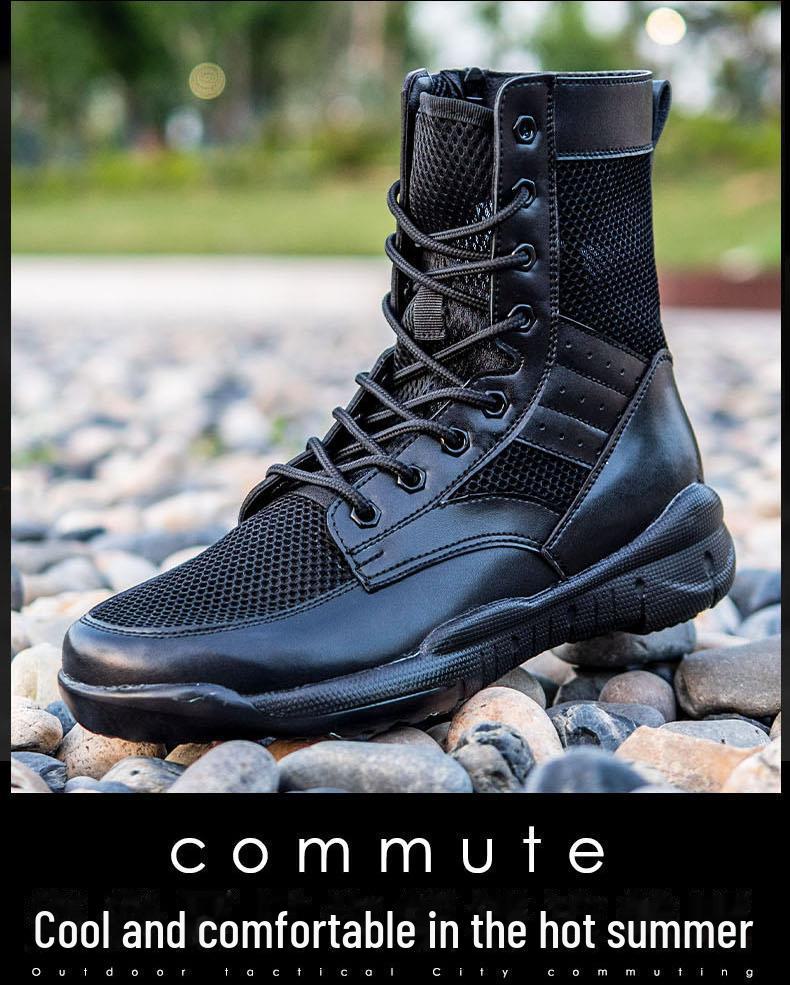 Lato 2025 Unisex Siateczkowe Oddychające Buty Taktyczne: Buty outdoorowe typu high-top do ochrony i treningu