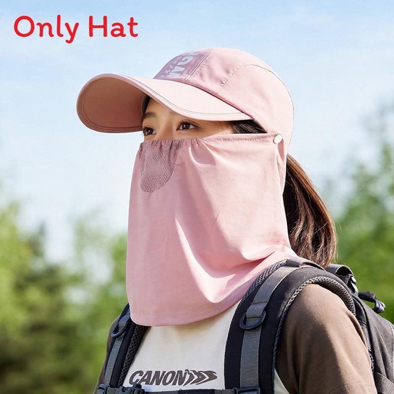 Polyester Baseball Cap With Removable Face Mask For Outdoor Sun Protection And Sports Activities