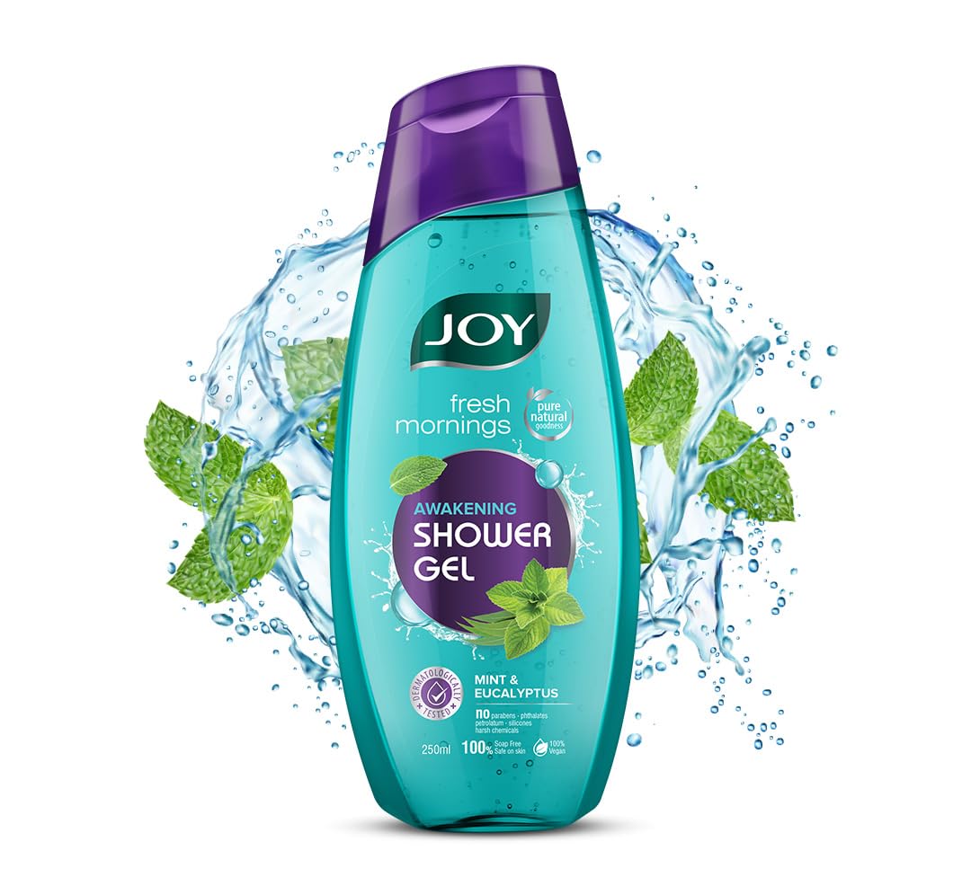 

Joy Mint & Eucalyptus Shower Gel Body Wash 250 ml Pack of 1 Soap Free Vegan For All Skin Types