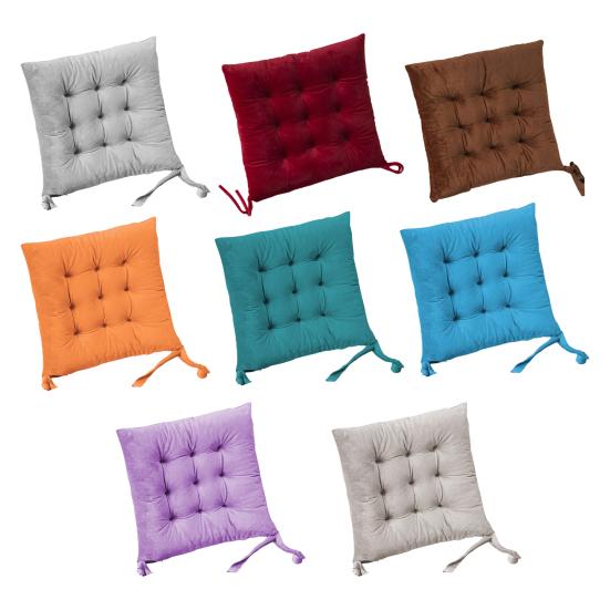 Seat Cushion Crystal Velvet Fabric Thickened High-Elastic Sponge Long Sitting Comfort Cushion Anti-Slip Design Solid Color Chair Cushion