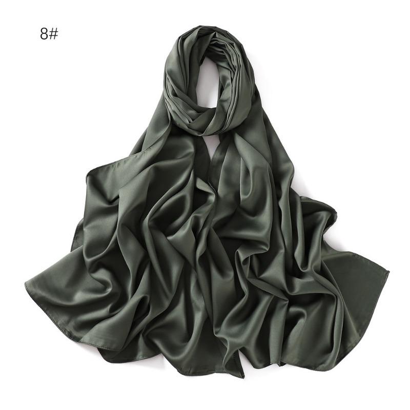 Summer New Carf Matte Satin Monochrome Long Scarf, Satin Imitation Silk Solid Color Long Silk Scarf Headscarf