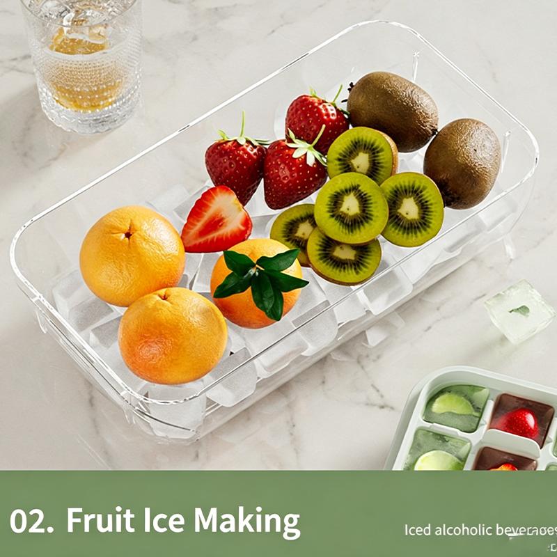 Quick Release Ice Cube Tray With Storage Box And Scoop 18/32 Cavity Food Grade Ice Mold For Cocktails Whiskey And Daily Drinks