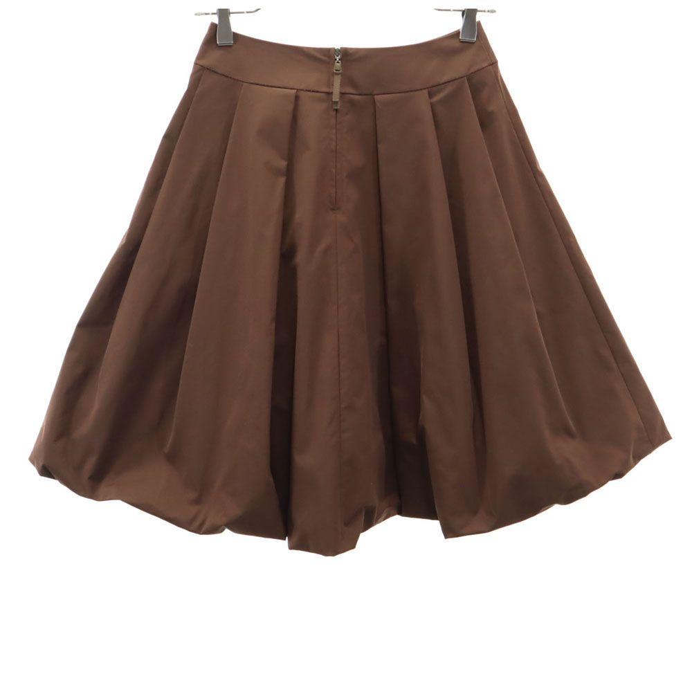 FOXEY NEW YORK made in Japan Mini length Pleated skirt 38 Brown Back zip Women Used