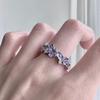 Elegant Purple Flower Adjustable Ring for Women - Niche Ins Style, Light Luxury Design