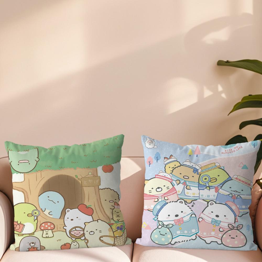 Cartoon S-Sumikko Cute G-Gurashis Pillow Case Sofa Living Room Bedroom Headboard Backrest Cushion Square Cushion Nap Time