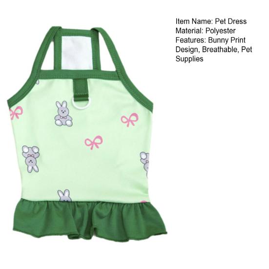 Dog Slip Dress Spring Summer Bunny Print Ruffle Hem Pet Sleeveless Dress Breathable Pet Costume Outfit Apparel for Small Dogs Cats