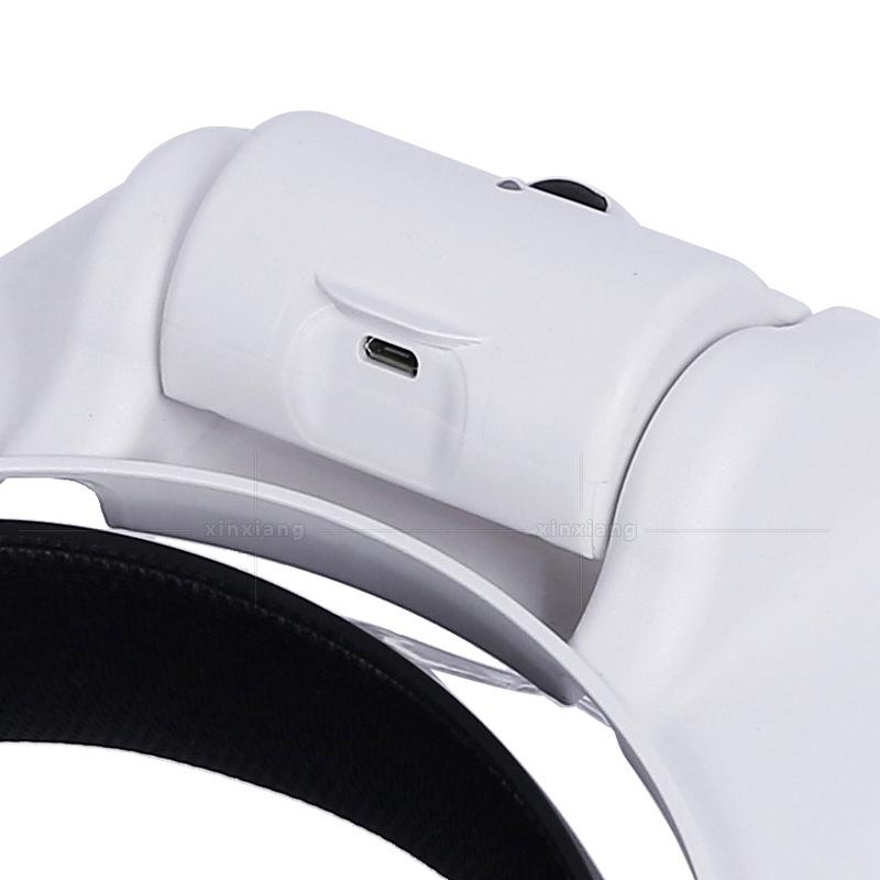 15x Rechargeable USB Head-mounted Magnifying Glass with Three LED Lights for Reading, Repair, and Beauty Inspection.