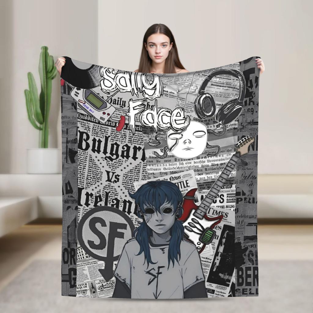 Sally Face Sal Fisher SF Plush Blankets Game Gothic Creative Throw Blankets for Home 150*125cm Ultra-Soft