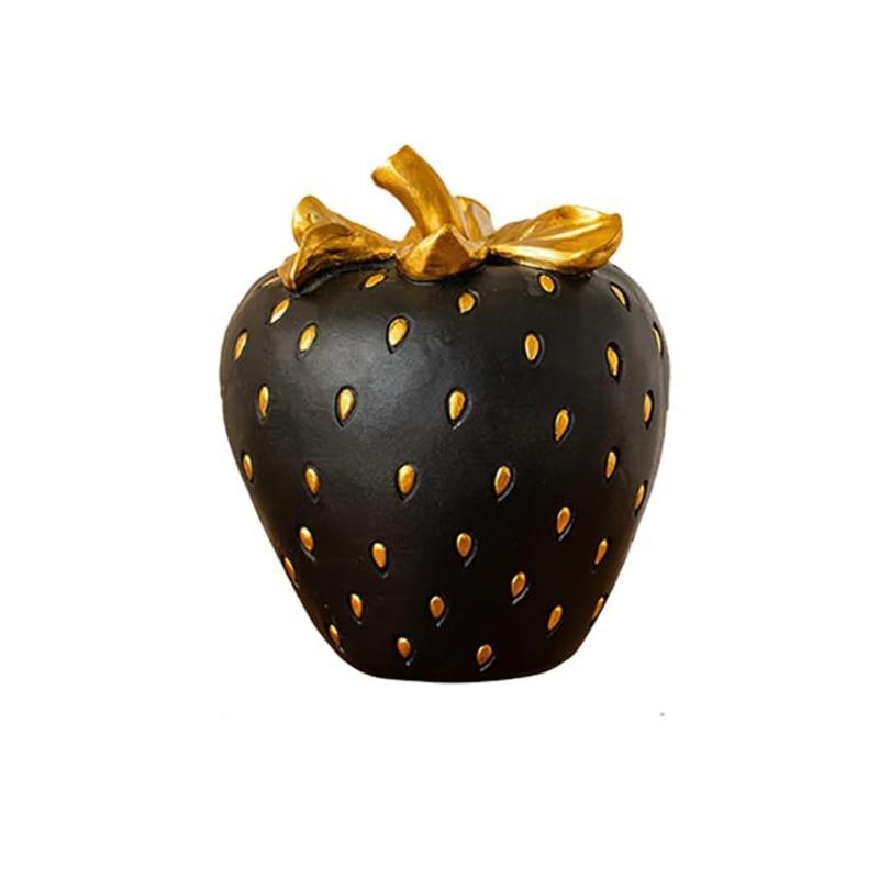 

Realistic Resins Strawberry Statue Fruit Props for Kitchen Tabletop Display and Photography Backdrop Party Decoration чорний