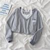 Chic Korean-Style Women's Sweatshirt - Fake Two-Piece Design, Perfect for Spring and Autumn Trends