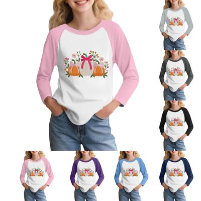 Kids' Fashionable Comfortable Christmas Print Neck Pullover Long Sleeve Top