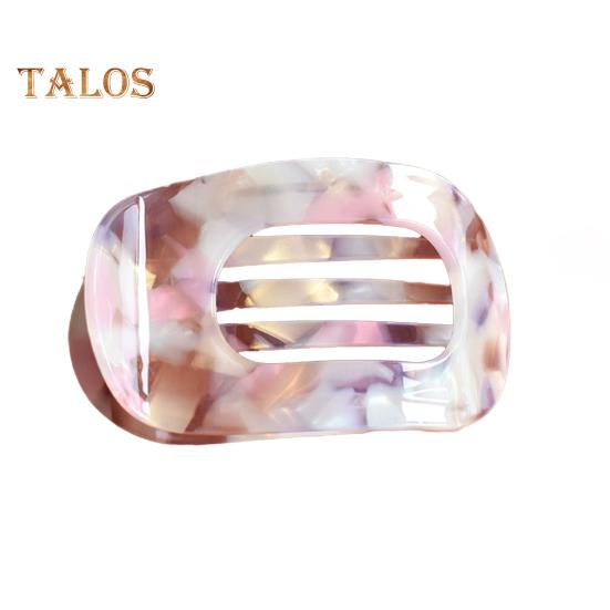 Haarklammer für Damen, flach, runde Form, starker Griff, biegbare Zähne, gebogenes Design, Haarspange am Hinterkopf, großer Clip, Haar-Accessoire