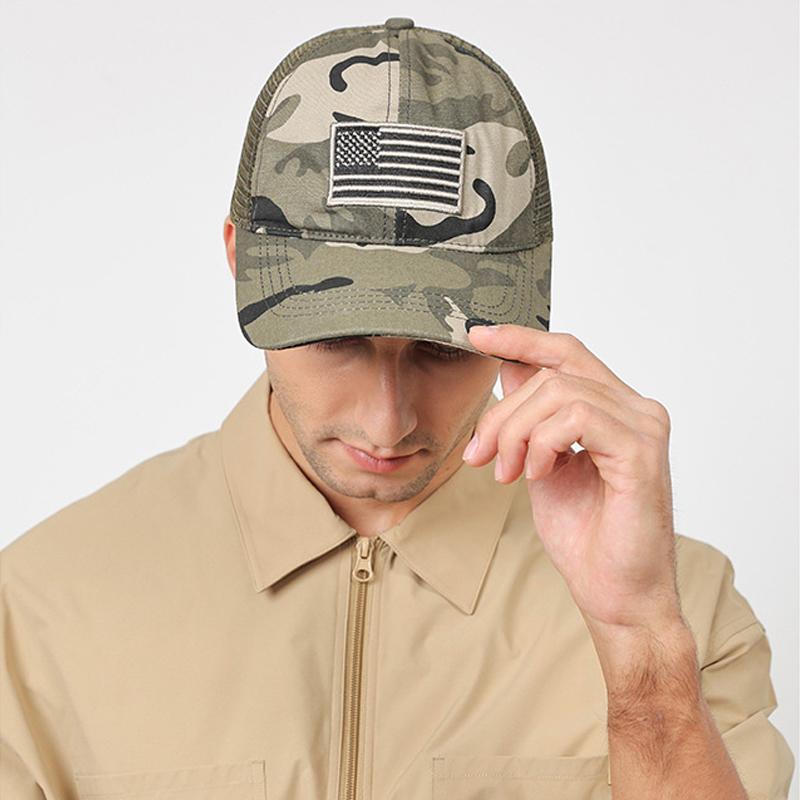 Pălărie de Soare de Vară pentru Bărbați, din Plasă Respirabilă, Camuflaj de Exterior, Șapcă de Baseball Brodată