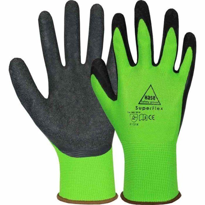 Gants de Montage - SuperFlex Green - Taille 6 - Polyester respirant - Revêtement en latex