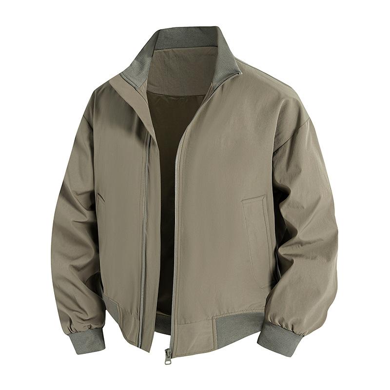 

Универсальное пальто Минималистичная куртка Мужская свободная Весенне-осенняя Однотонная Стойка воротник Повседневная мужская куртка Мужская Дышащая Рабочая Повседневная куртка 4XL