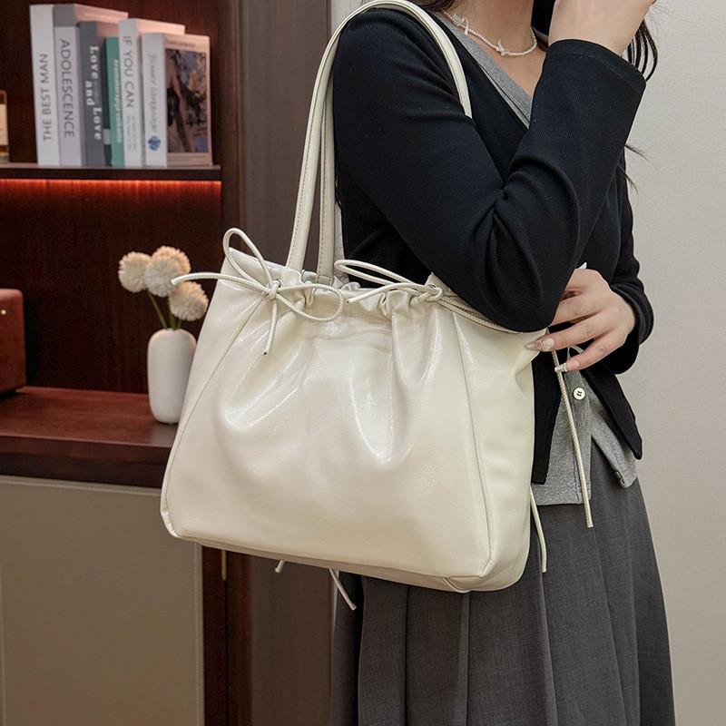 Simple Pu Bowknot Drawstring Bag For Daily Use