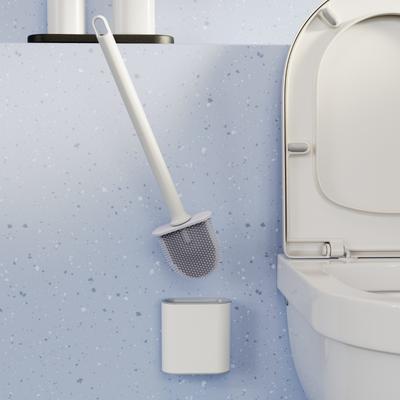 WIKHOSTAR Wand-Toilettenbürste, Silikon-Flachbürstenkopf, WC-Bürstenreiniger, Bürstenset, WC-Reinigungsbürste für Badezimmer