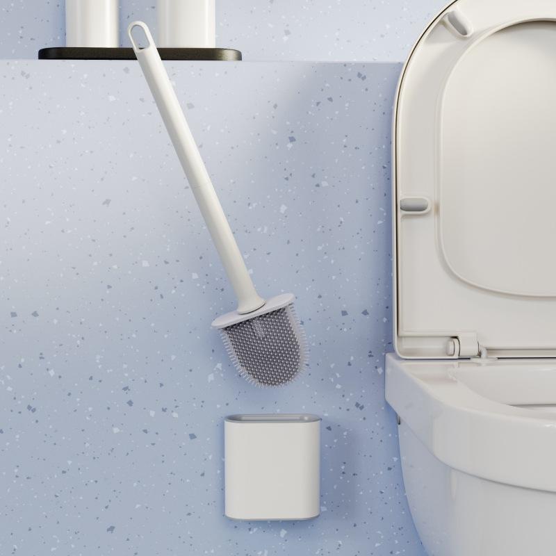 Scopino WC In Silicone Con Supporto Antigoccia - Set Con Base Rimovibile E Montaggio A Parete