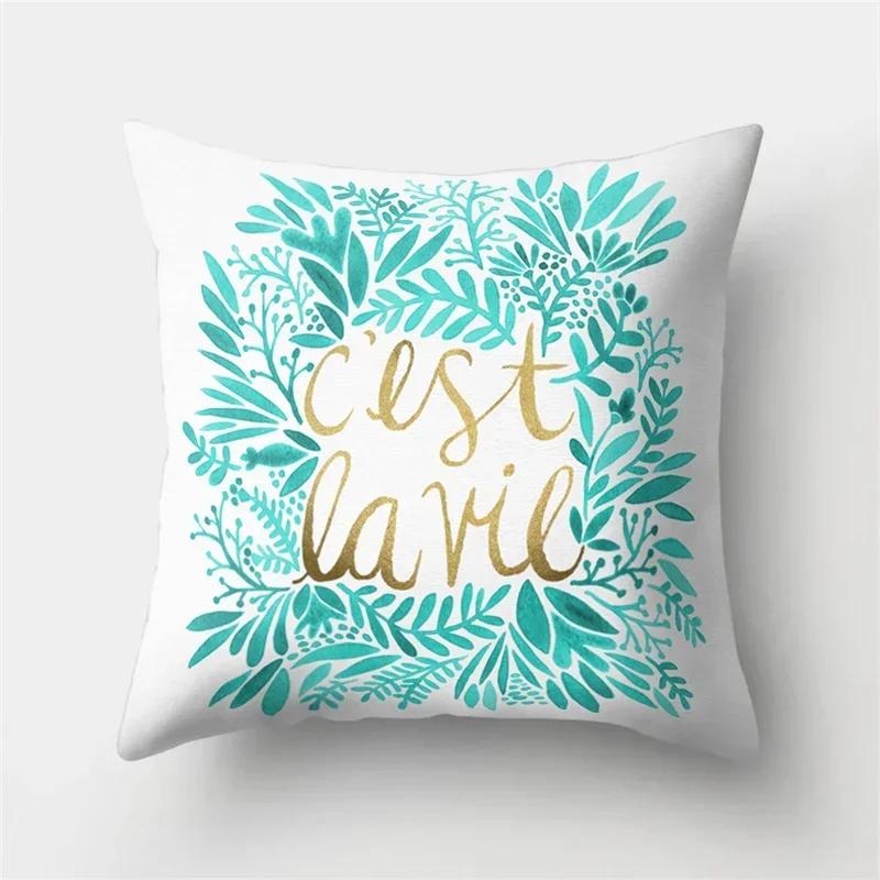 Tropical  Letter Flower Plant Polyester Pillowcase Sofa Living Room Home Decoration Car Waist Cushion Cover