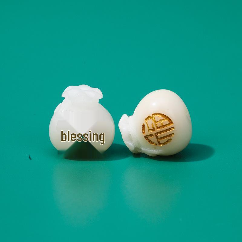 Handmade Exquisite Lotus Lion Root Carving Bracelet Kit with Lucky Charm Bag