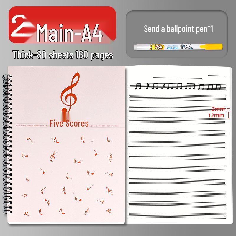 A4 Wide-Spaced Music Sheet Notebook for Beginners - Loose-Leaf, Thickened, Blank Pages for Children