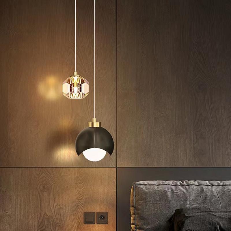 Modern Crystal Pendant Light Luxury Master Bedroom Bedside Hanging Lamp Nordic Minimalist Long Line Living Room Lustre
