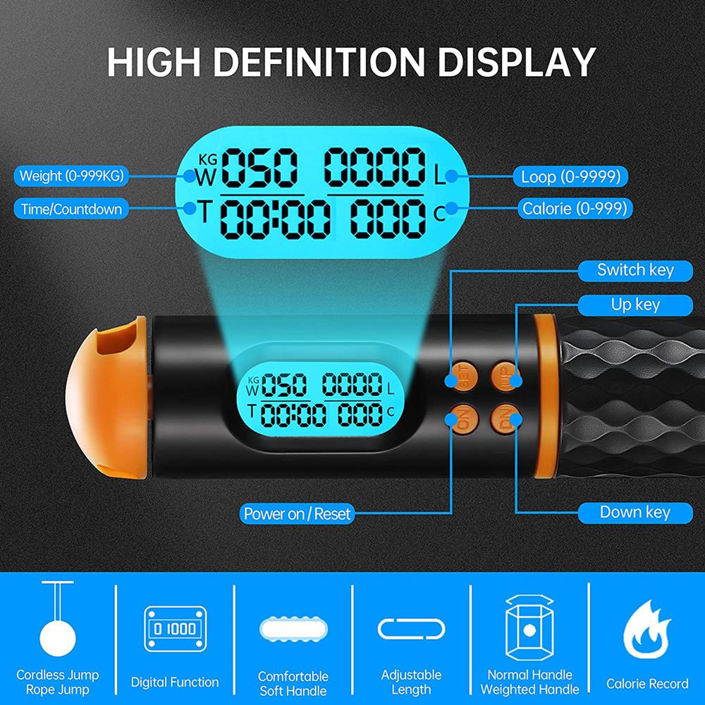 Smart Digital Skipping Ropes, Anti-Slip, Hand Grip, Crossfit Speed, Jump Rope with Counter, Fitness, Entertainment