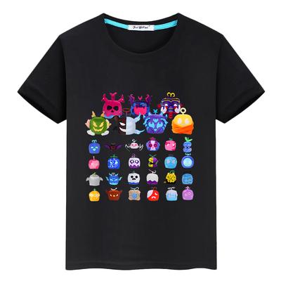 Blox Fruits New Game T-Shirt für Jungen ab 10 Jahren, 100 % Baumwolle, kurze Oberteile, Y2K One Piece Anime Tees, Pride T-Shirt, Kinderkleidung, Mädchen
