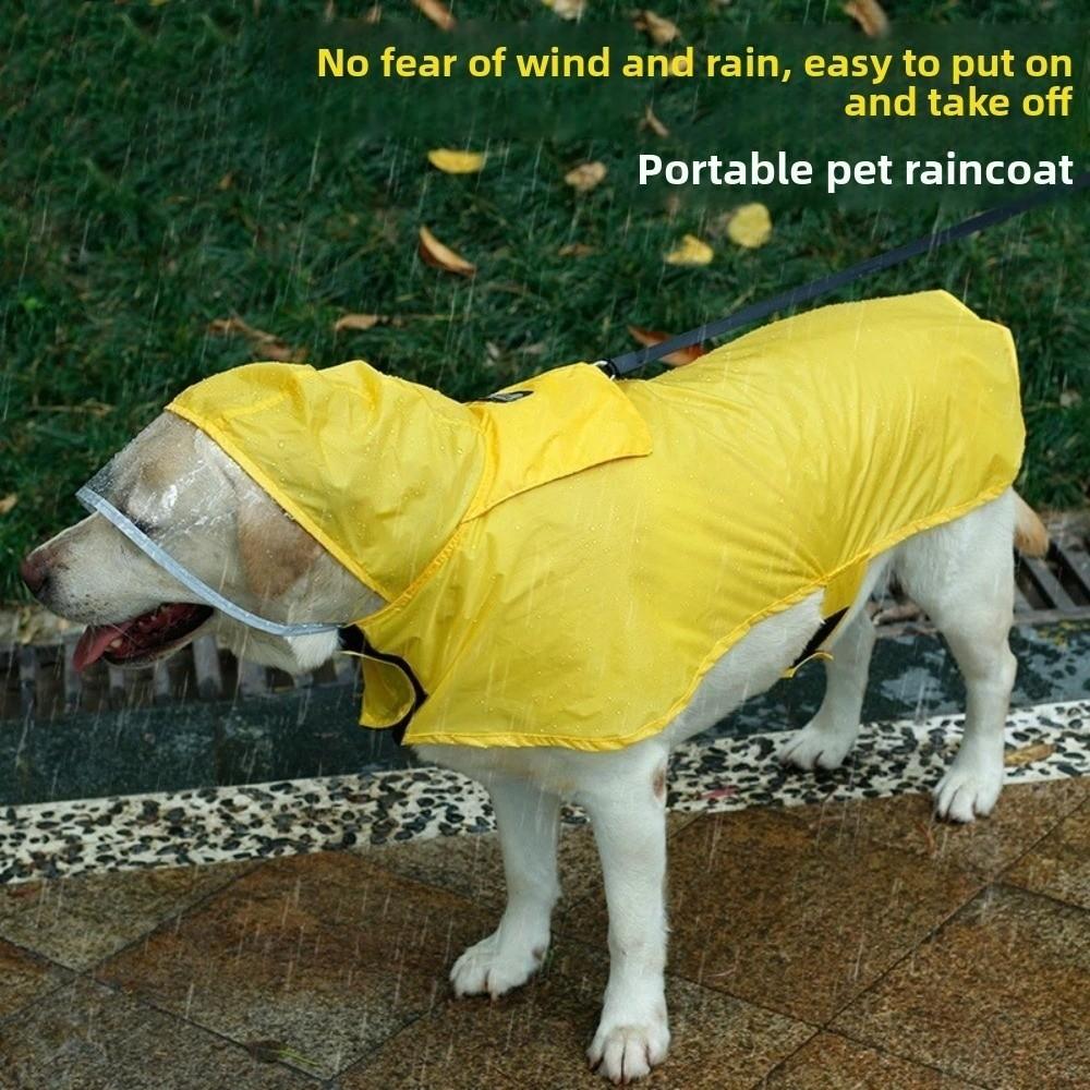 Waterproof Raincoat Dog Vest Reflective Strip Dog Clothes with Hat Pet Rain Jacket Rain Resistant Rainy Dog Costumes Cover