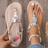 Women's Thin Soled Rhinestone Sandals Fashionable Casual Slip On Toe On Outdoor Beach Holiday Bohemian Style New Design Shoes