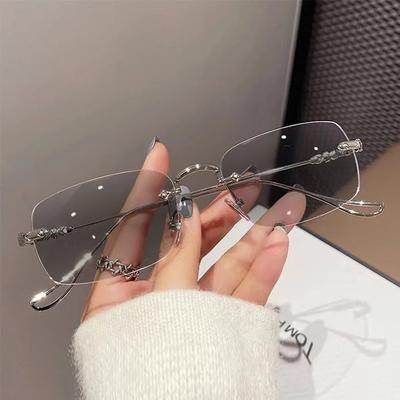 Occhiali miopia fotocromatici da donna rettangolari alla moda Occhiali da vista unisex senza montatura meno diottrie Occhiali da sole con tonalità UV alla moda